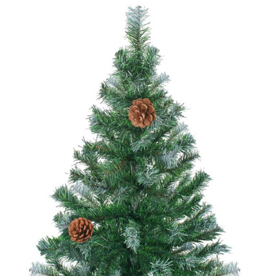 Sztuczna, oszroniona choinka, lampki, bombki i szyszki, 150 cm vidaXL