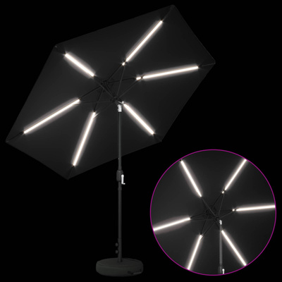 Parasol ogrodowy z oświetleniem LED i podstawą 270 x 270 cm