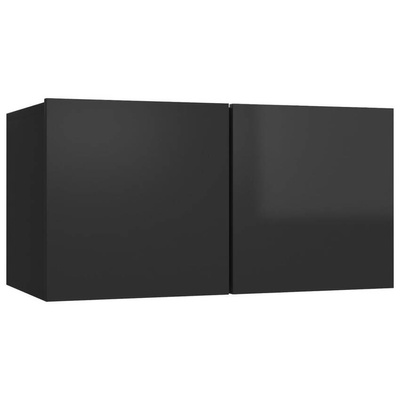 vidaXL Szafka wisząca pod TV, wysoki połysk, czarna, 60x30x30 cm