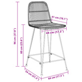 Stołek barowy 2 szt. Czarny 44 x 54 x 96 cm Rattan i Stal