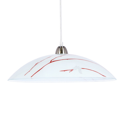 Lampa wisząca Braga biała z szerokim szklanym kloszem nad stół E27