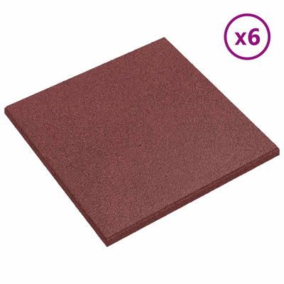 Płytki ochronne przed upadkiem 6 pcs czerwony 50 x 50 cm Guma
