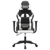 vidaXL Masujący fotel gamingowy, czarno-biały, sztuczna skóra model standard