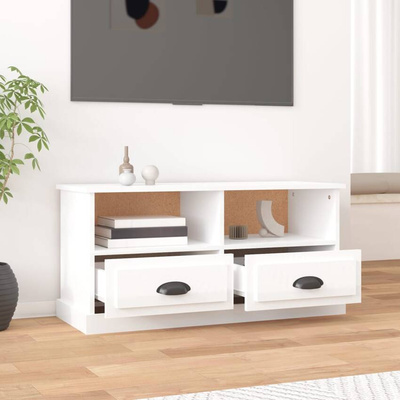 vidaXL Szafka pod TV, biała na wysoki połysk, 93x35,5x45 cm