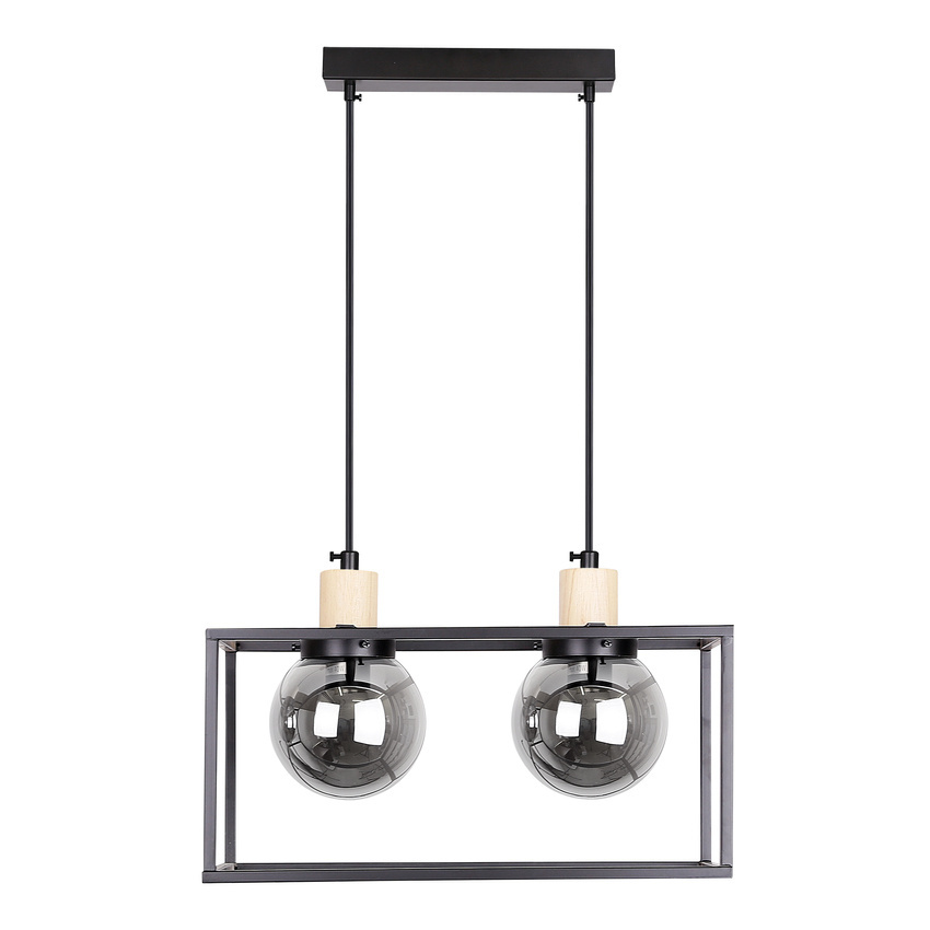 Lampa wisząca czarna metalowa dymiona 2xE27 Retro 2 32-00750