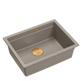 LOGAN 100 GraniteQ zlewozmywak soft taupe 59,5x45,1x21,5 cm 1-komorowy podwieszany z syfonem manualnym miedziany