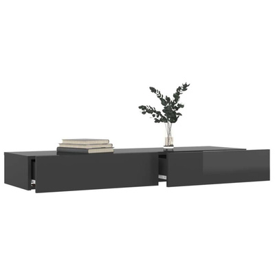 vidaXL Szafka pod TV z LED, szara z połyskiem, 120x35x15,5 cm
