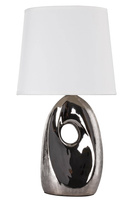Lampka nocna Hierro ceramiczna biało-srebrna z abażurem E27