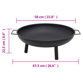vidaXL Palenisko, 67,5x58x22,5 cm, stal