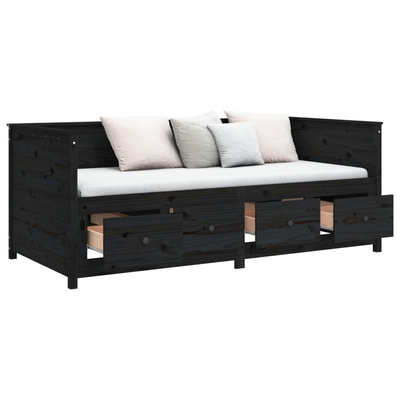 vidaXL Łóżko dzienne, czarne, 90x200 cm, lite drewno sosnowe model standard