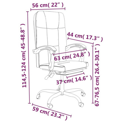 vidaXL Rozkładany fotel biurowy, czarny, sztuczna skóra model standard