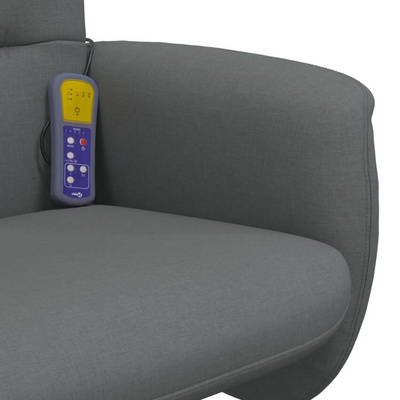 vidaXL Rozkładany fotel masujący z podnóżkiem, ciemnoszary, tkanina model standard