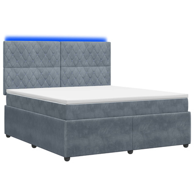 Łóżko z box spring LED z materacem ciemnoszary 160 x 200 cm