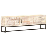 vidaXL Szafka pod TV, biała, 140 x 30 x 45 cm, lite drewno akacjowe