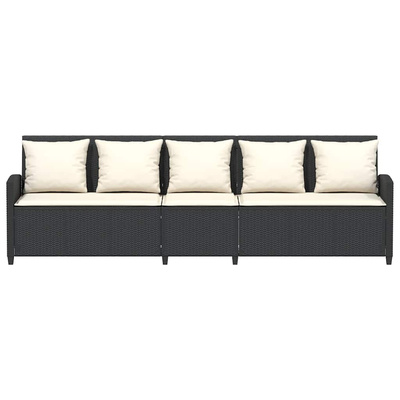 Sofa ogrodowa 5-osobowa z poduszkami Czarny polirattan