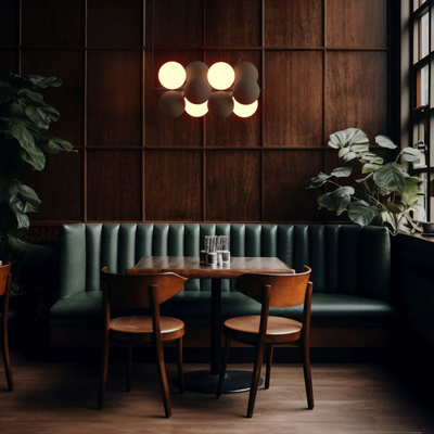 Lampa wisząca Szklana 4 kule Świetlne oraz 8 kul dzwiękochłonnych Brązowych 4xG9 65cm Abruzzo Vino