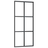 vidaXL Drzwi przesuwne, szkło ESG i aluminium, 90x205 cm, czarne