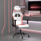 vidaXL Masujący fotel gamingowy, biało-różowy, sztuczna skóra model standard