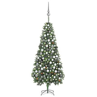 vidaXL Sztuczna choinka z lampkami, bombkami i szyszkami, 210 cm model standard