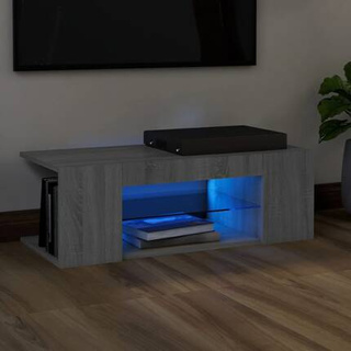 vidaXL Szafka pod TV z oświetleniem LED, szary dąb sonoma, 90x39x30 cm