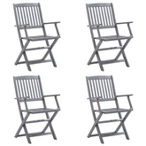 vidaXL Składane krzesła ogrodowe, 4 szt., poduszki, drewno akacjowe