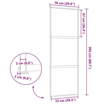 Drzwi szklane 76 x 2 x 205 cm Aluminium Czarny