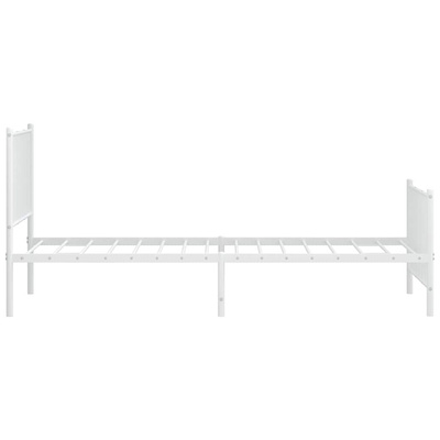 vidaXL Metalowa rama łóżka z wezgłowiem i zanóżkiem, biała, 90x200 cm