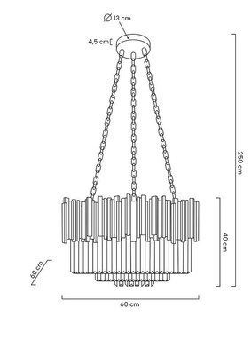 Lampa wisząca IMPERIAL GOLD 60 - stal, kryształ-ADANI