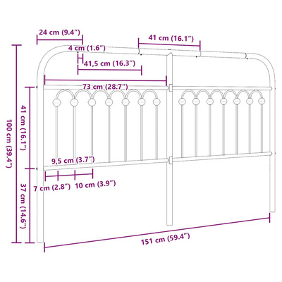Metalowe wymienne wezgłowie, białe, 150 cm