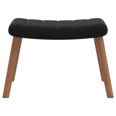 Fotel z podnóżkiem, czarny, obity aksamitem model standard