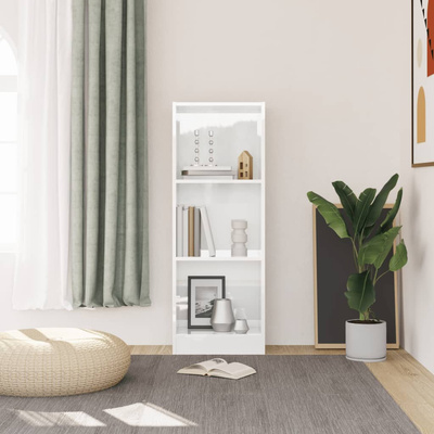 3-poziomowy regał, biały, wysoki połysk, 40x24x109 cm