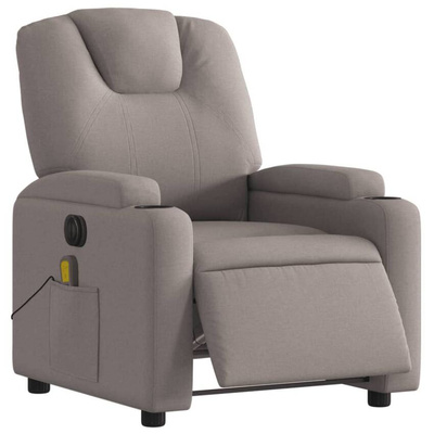 vidaXL Rozkładany fotel masujący, elektryczny, kolor taupe, tkanina model standard