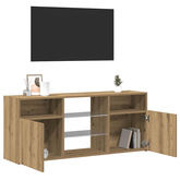 Szafka pod TV z oświetleniem LED, dąb artisan, 120x30x50 cm