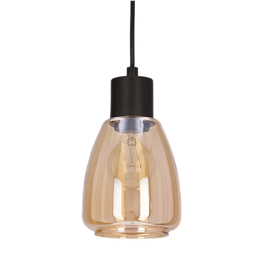 MOLDO lampa wisząca czarny 1x40W E27 klosz bursztynowy  31-35073