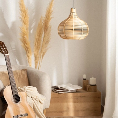 Lampa Wisząca Boho z Rattanu Abruzzo Lidia 37cm E27