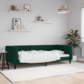 Sofa z funkcją spania, ciemnozielona, 90x200 cm, aksamitna