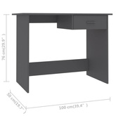 vidaXL Biurko, szare, 100x50x76 cm, materiał drewnopochodny model standard