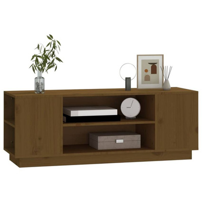 vidaXL Szafka pod TV, miodowy brąz, 110x35x40,5cm, lite drewno sosnowe