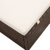 vidaXL Leżak z zadaszeniem i poduszką, polirattanowy, brązowy