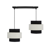 Lampa wisząca z abażurami Benta czarna podwójna z rattanowym abażurem nad stół