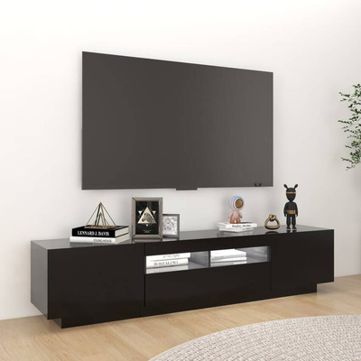 Szafka pod TV z oświetleniem LED, czarna, 180x35x40 cm vidaXL