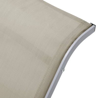 vidaXL Leżaki ze stolikiem, 2 szt., aluminium, kremowe