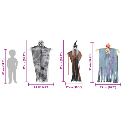 Zawieszany Duch Halloween 3 pcs Wielokolorowe 61 x 97 cm
