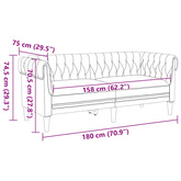 Sofa Chesterfield, dwuosobowa, brązowa, obita tkaniną