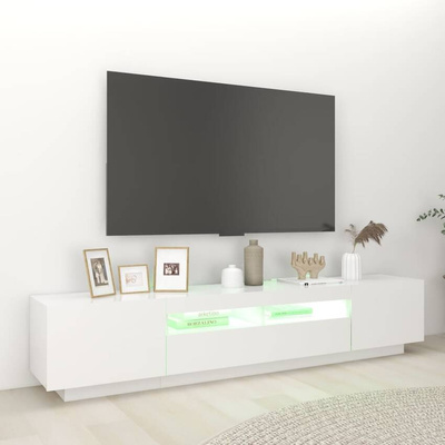 vidaXL Szafka pod TV z oświetleniem LED, biała, 200x35x40 cm