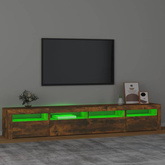 vidaXL Szafka pod TV z oświetleniem LED, przydymiony dąb, 240x35x40 cm