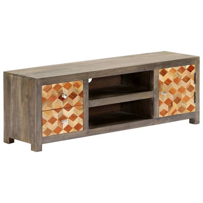vidaXL Szafka pod TV, szara, 120x30x40 cm, lite drewno mango