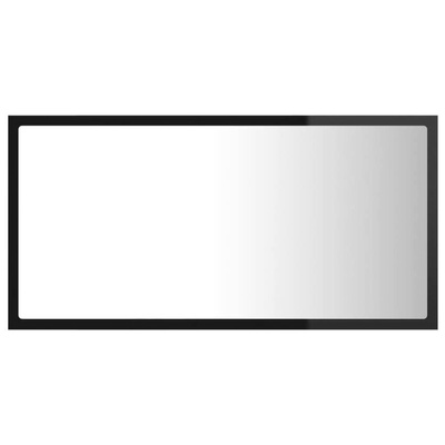 vidaXL Lustro łazienkowe LED, wysoki połysk czarne, 80x8,5x37cm, akryl