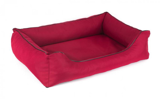 Legowisko dla psa Sofa Valencia Standard w kolorze czerwonym z czarnym wykończeniem Rozmiar: S - 65 x 50 cm