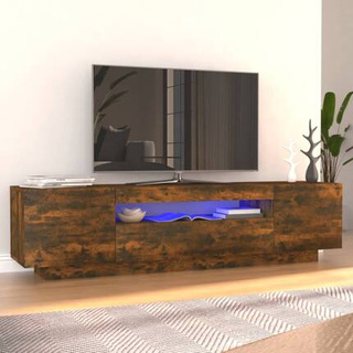 vidaXL Szafka pod TV z oświetleniem LED, przydymiony dąb, 160x35x40 cm